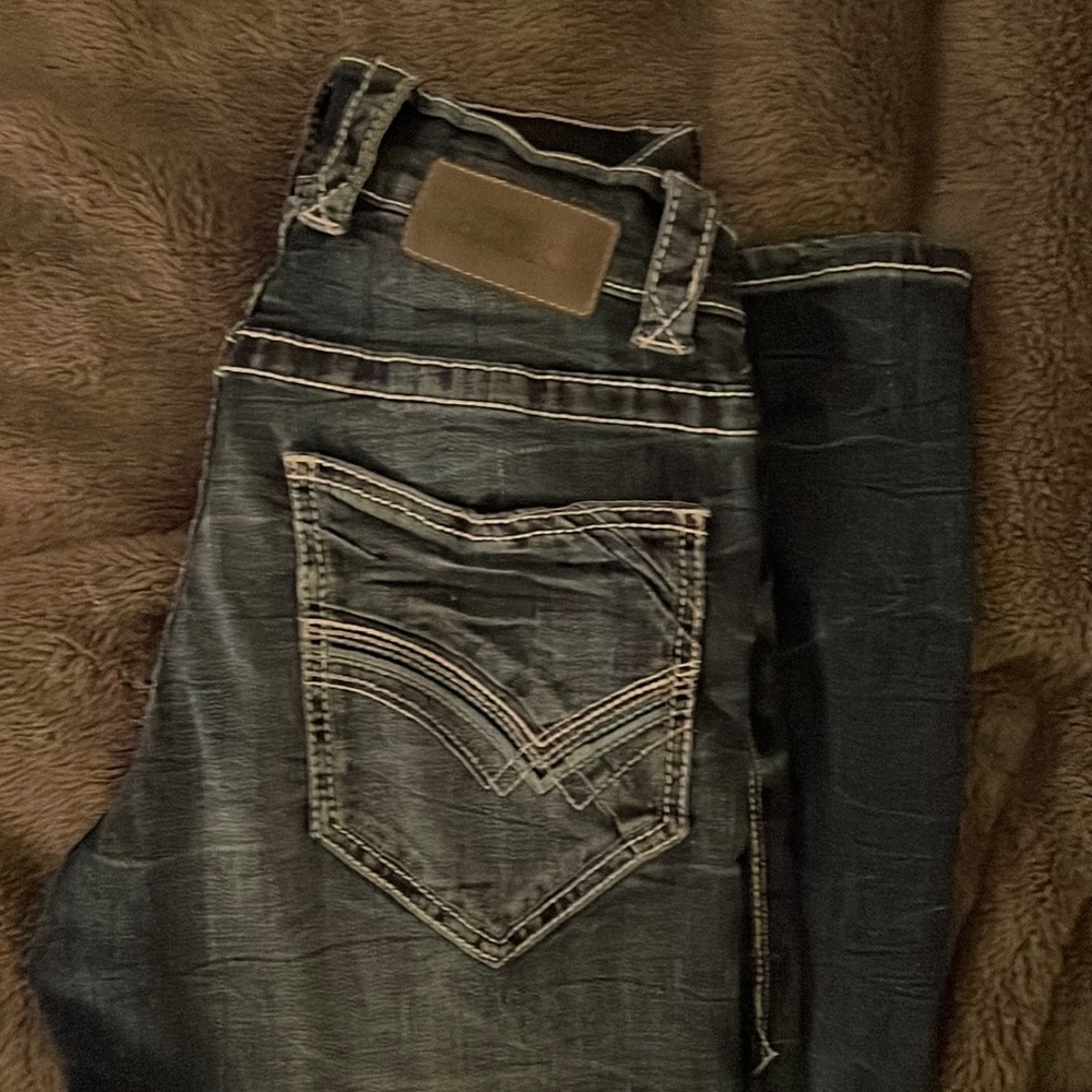 Mens Buckle Black straight leg jeans